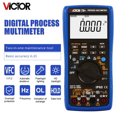 VICTOR 79+ 프로세스 멀티미터 저항 400ohm 열쌍 주파수 100hz 루프 24V 디지털 멀티미터
